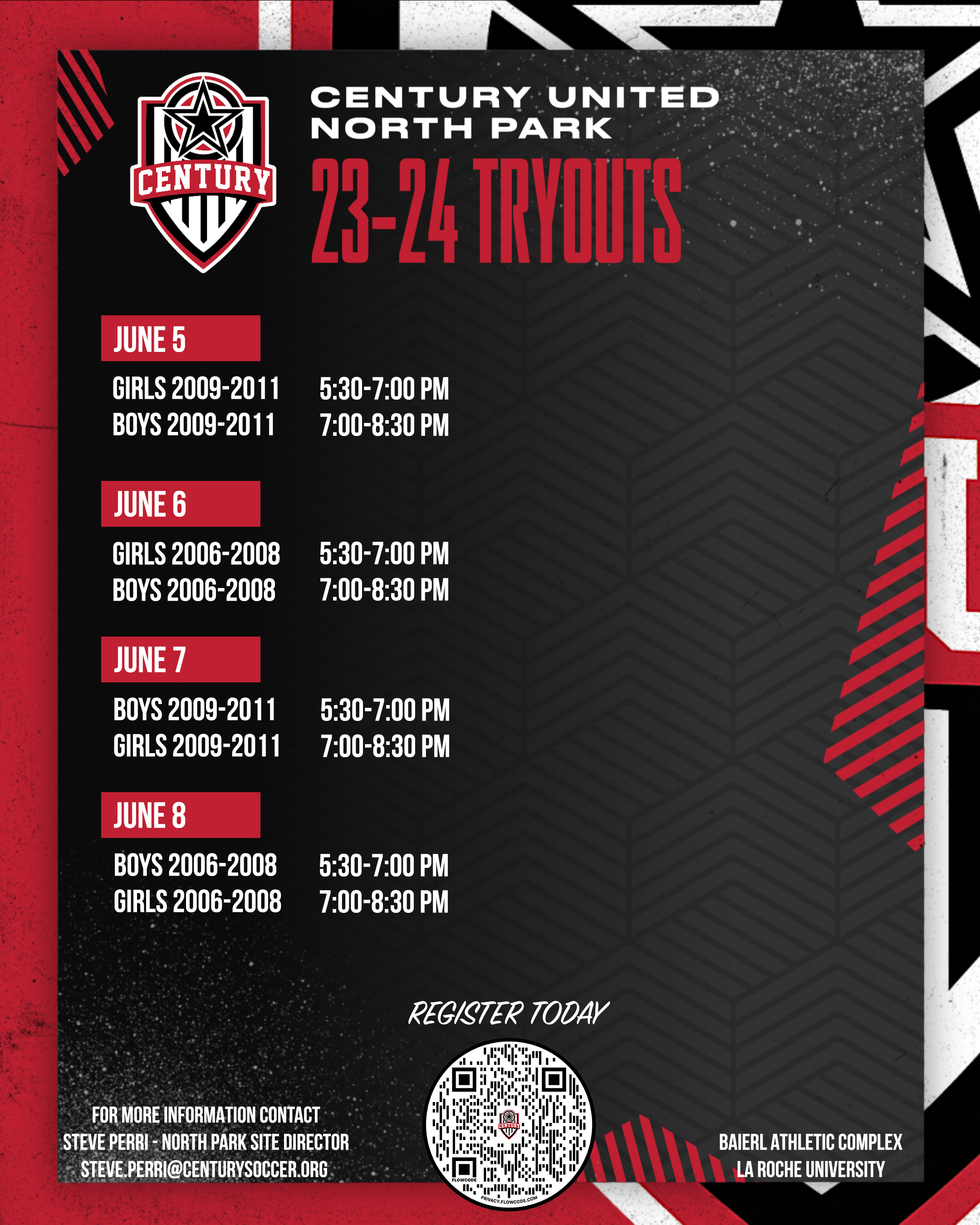 Century United North Park Tryouts