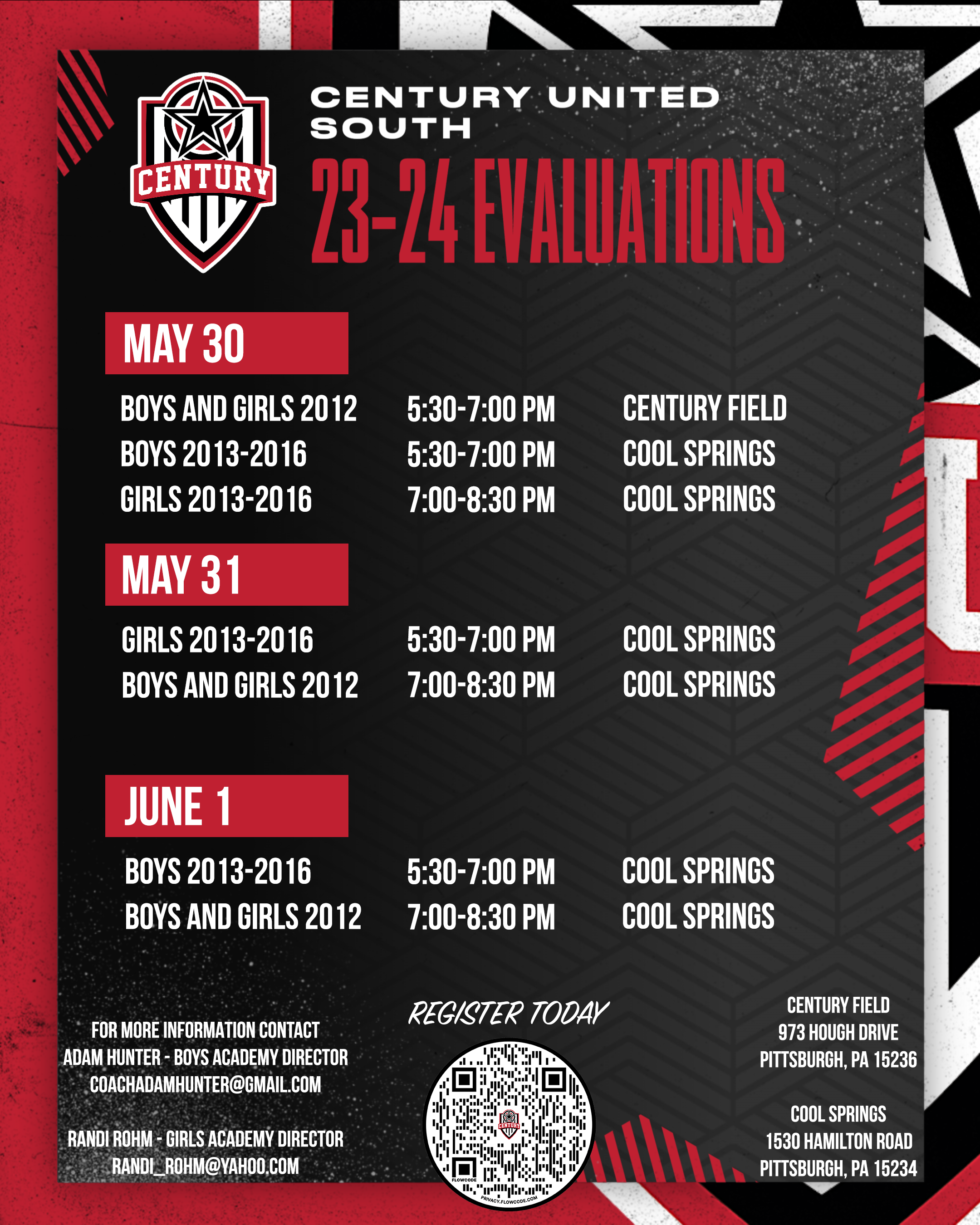 Century United (South) Academy Evaluations